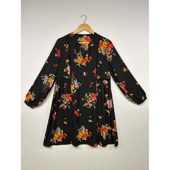 Old Navy Dresses & Skirts - Boho Cottagecore Old Navy Women S Black Floral Lace Trim Long Sleeve Mini Dress